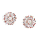 Elegant Faux Pearl and CZ Floral Duo - Rose Gold