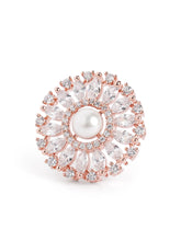 Elegant Faux Pearl and CZ Floral Duo