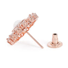 Elegant Faux Pearl and CZ Floral Duo - Rose Gold