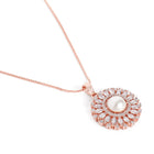 Elegant Faux Pearl and CZ Floral Duo - Rose Gold