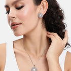 Elegant Faux Pearl and CZ Floral Duo - Silver