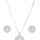 Elegant Faux Pearl and CZ Floral Duo - Silver