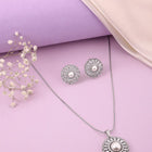 Elegant Faux Pearl and CZ Floral Duo - Silver