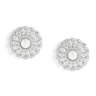Elegant Faux Pearl and CZ Floral Duo - Silver