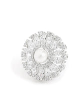 Elegant Faux Pearl and CZ Floral Duo