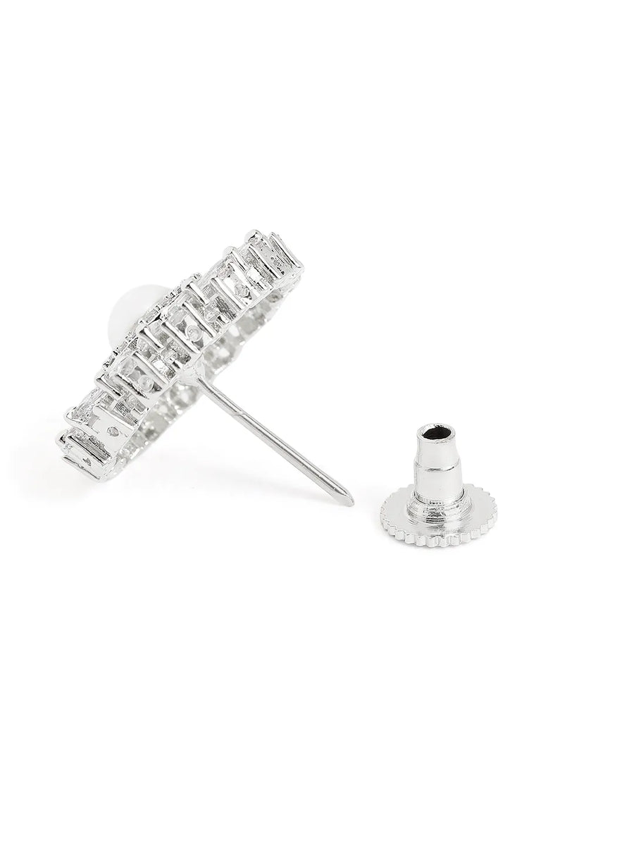 Elegant Faux Pearl and CZ Floral Duo