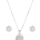 Timeless Sparkling CZ Leaf Cluster Set - Silver