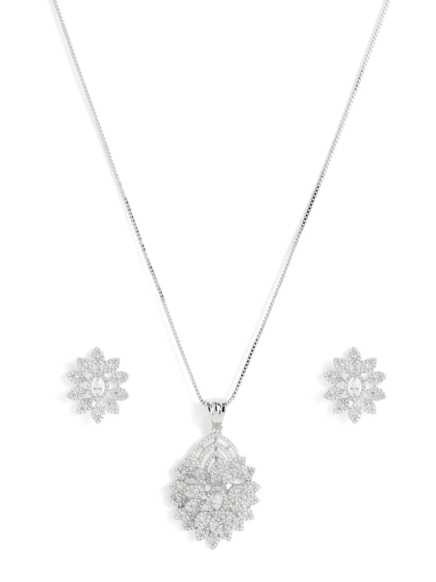 Timeless Sparkling CZ Leaf Cluster Set