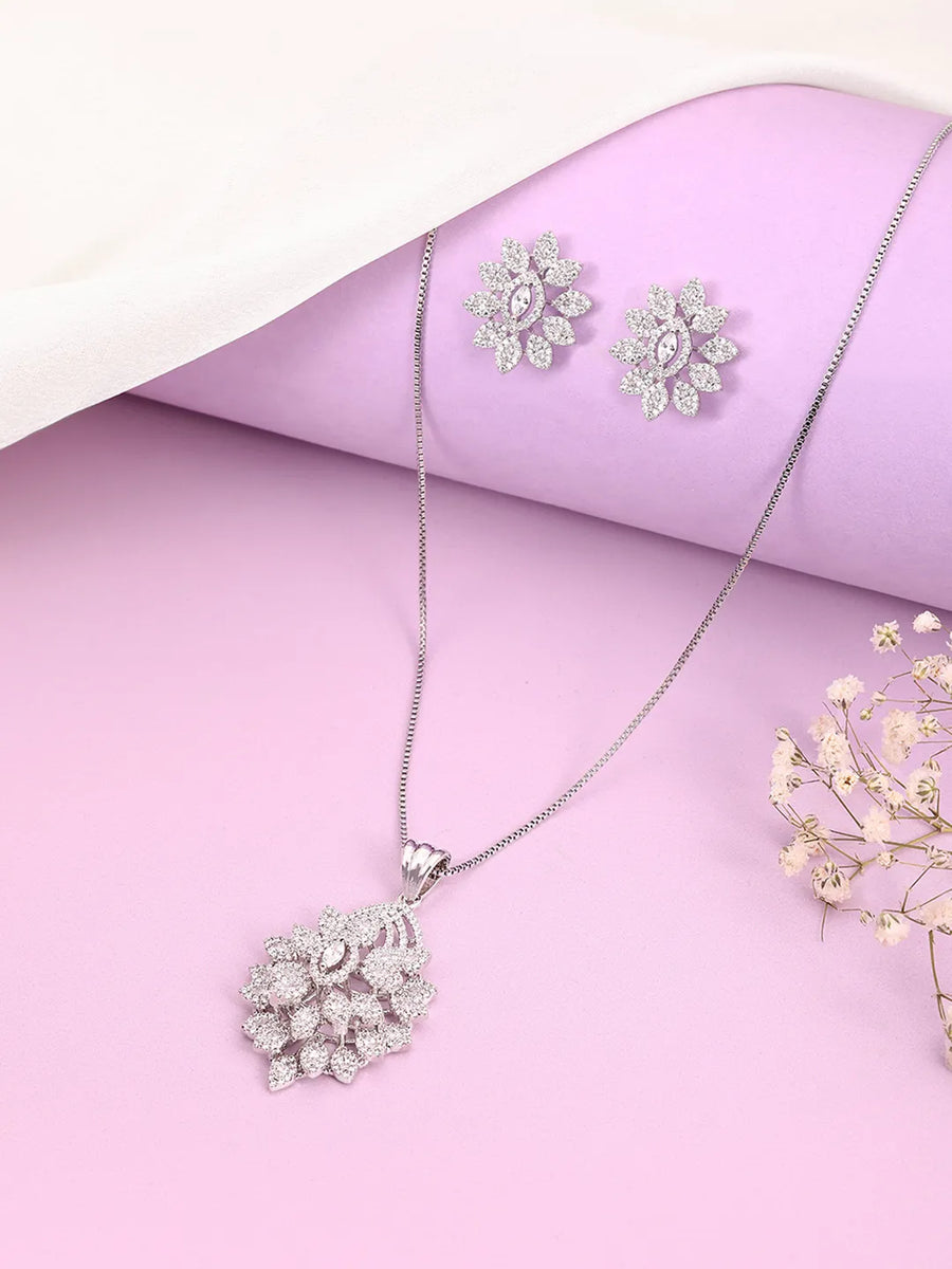 Timeless Sparkling CZ Leaf Cluster Set