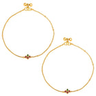 Peora Traditional Floral Sparkle Payal - Gold