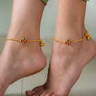 Peora Traditional Floral Sparkle Payal - Gold
