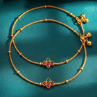 Peora Traditional Floral Sparkle Payal - Gold