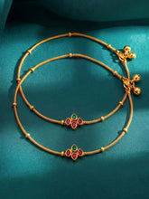 Peora Traditional Floral Sparkle Payal - Gold