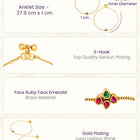 Peora Traditional Floral Sparkle Payal - Gold