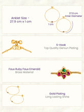 Peora Traditional Floral Sparkle Payal - Gold