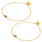Peora Traditional Floral Sparkle Payal - Gold