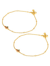 Peora Tradintional Floral Sparkle Payal - Gold