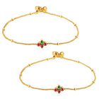 Peora Traditional Floral Sparkle Payal - Gold