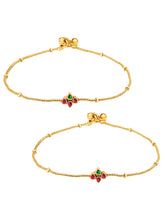 Peora Tradintional Floral Sparkle Payal - Gold