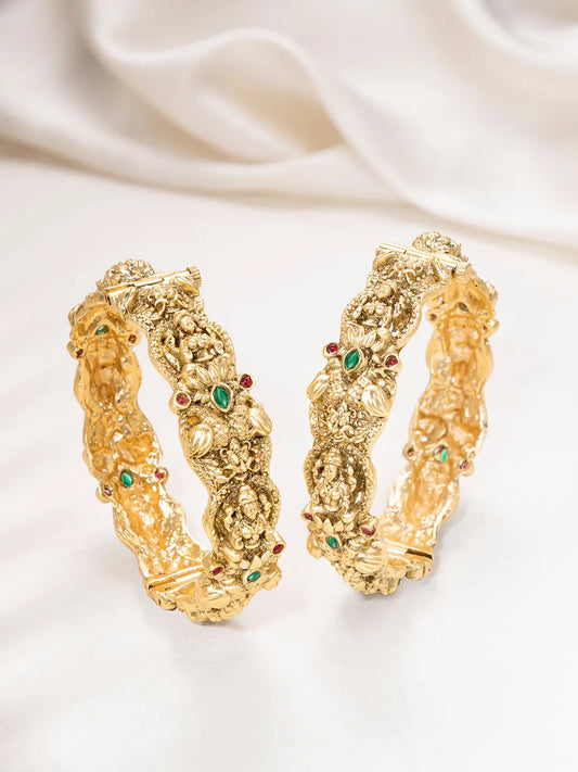 Peora Nakshi Lakshmi Ruby Emerald Bangles