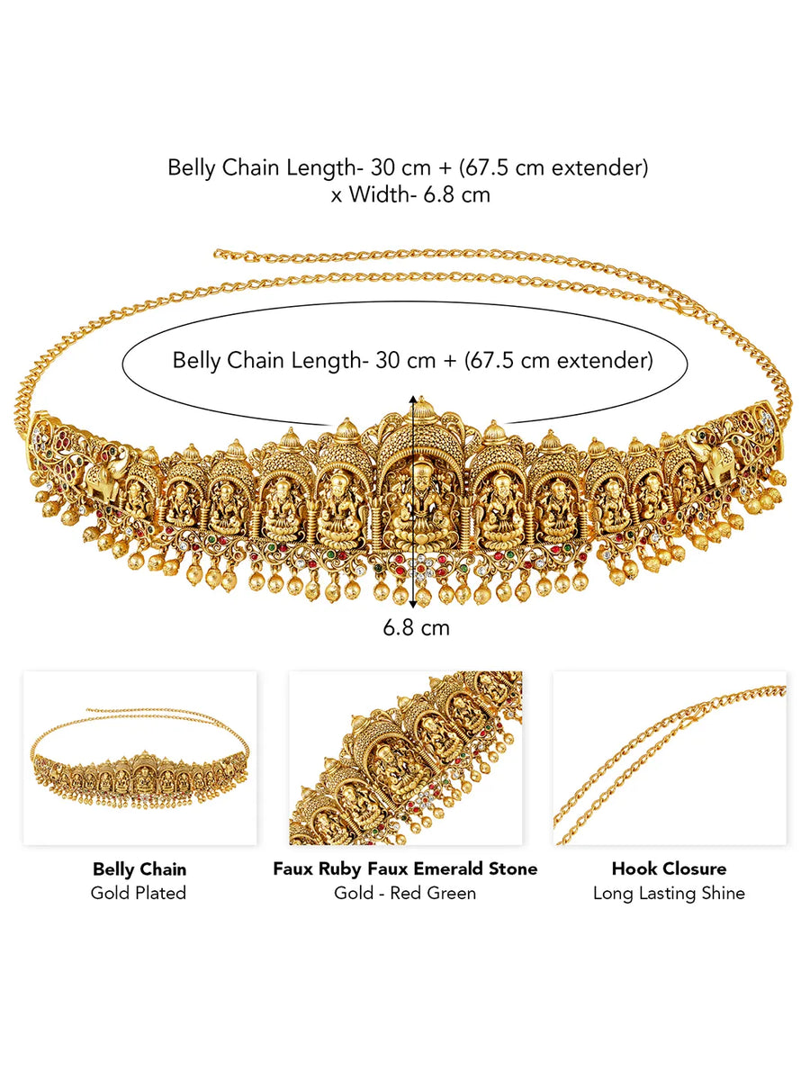 Traditional Laxmi Motify Belly Chain - Gold