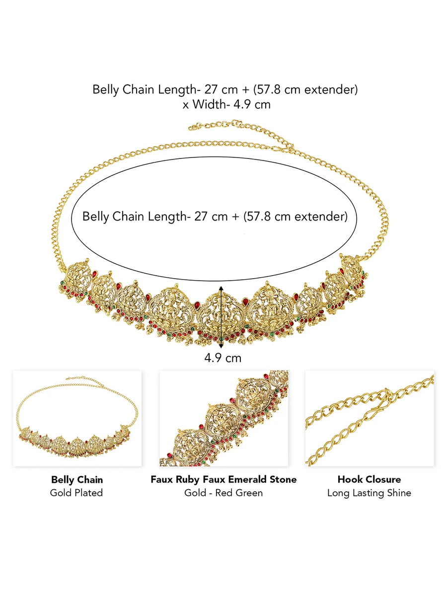 Laxmi Inspired Floral Waist Chain - Gold