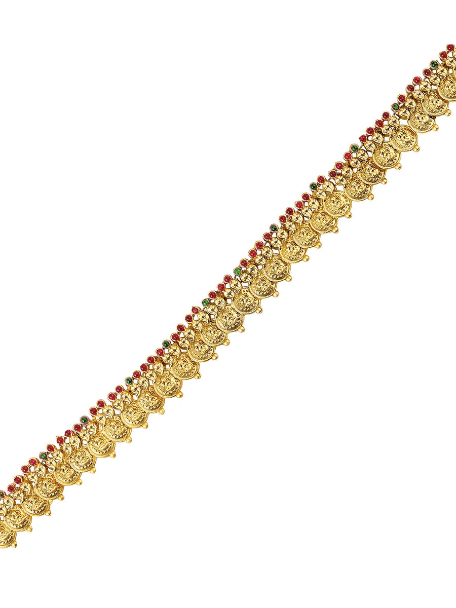 Royal Coin Laxmi Motif Temple Belly Chain - Gold
