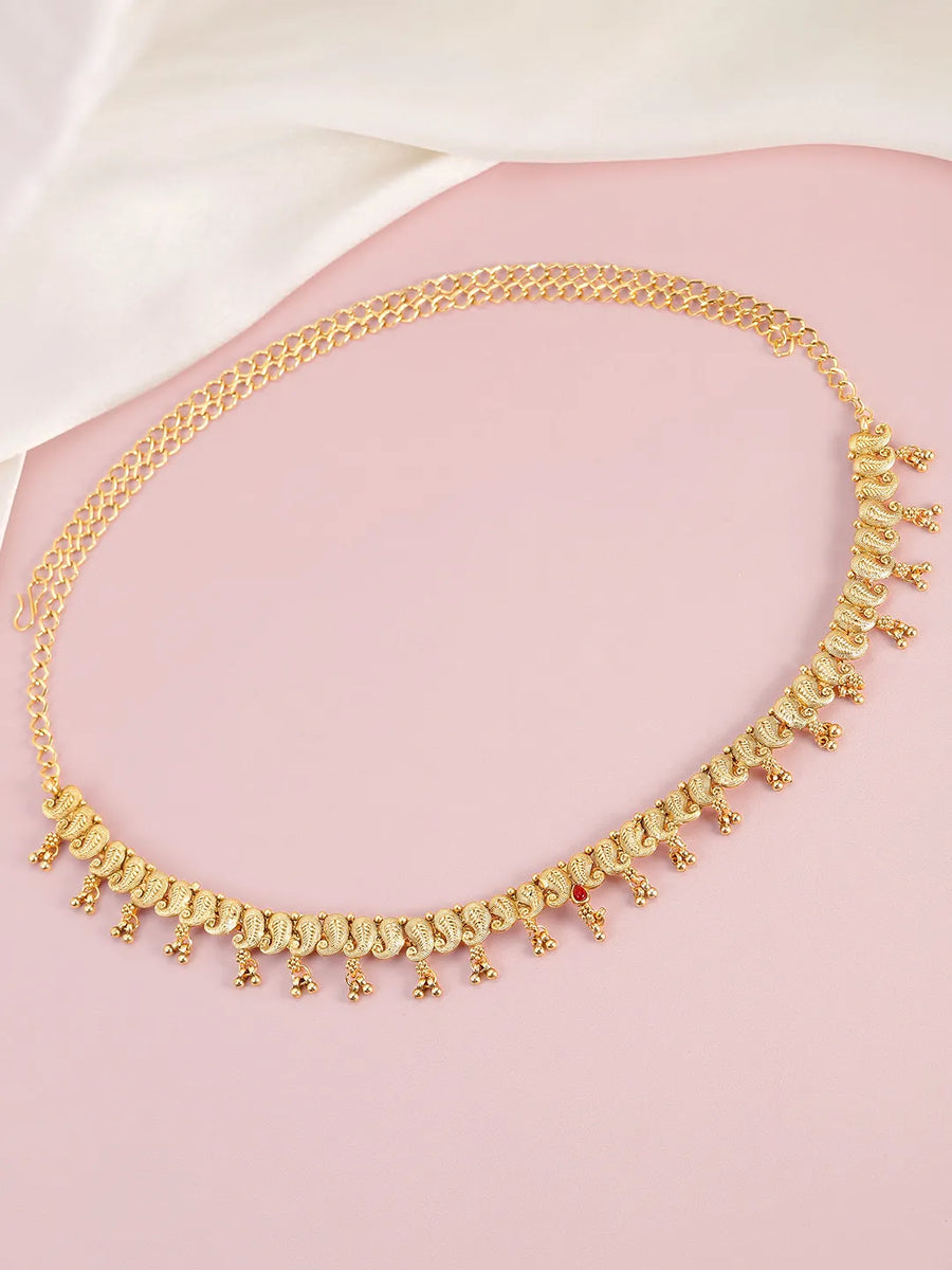 Charming Paisley Pattern Belly Chain - Gold