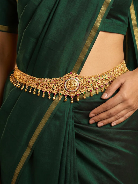 Peora Royal Lakshmi Ruby Emerald Bridal Waist Belt