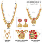 Temple Inspired Floral Motif Necklace Set - Gold