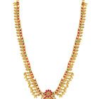 Temple Inspired Floral Motif Necklace Set - Gold