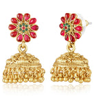 Temple Inspired Floral Motif Necklace Set - Gold