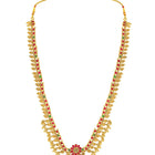 Temple Inspired Floral Motif Necklace Set - Gold