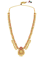 Temple Inspired Floral Motif Necklace Set - Gold