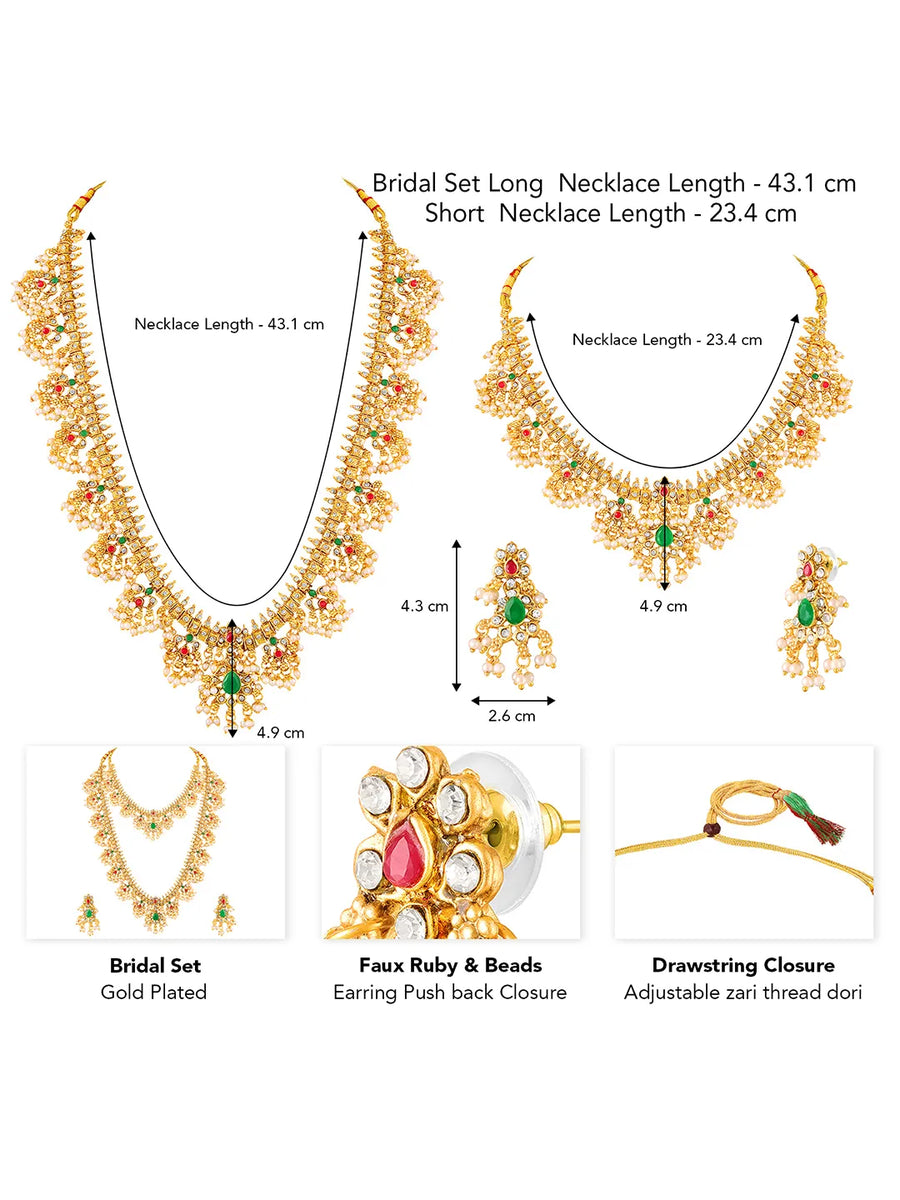 Peora Bridal Pearl Guttapusalu Necklace Set