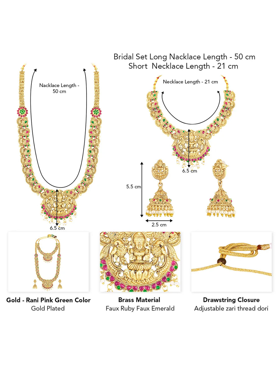 Peora Mahalaxmi Temple Bridal Set - Gold
