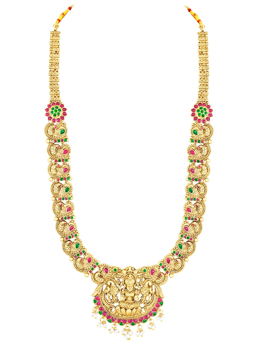Peora Mahalaxmi Temple Bridal Set - Gold