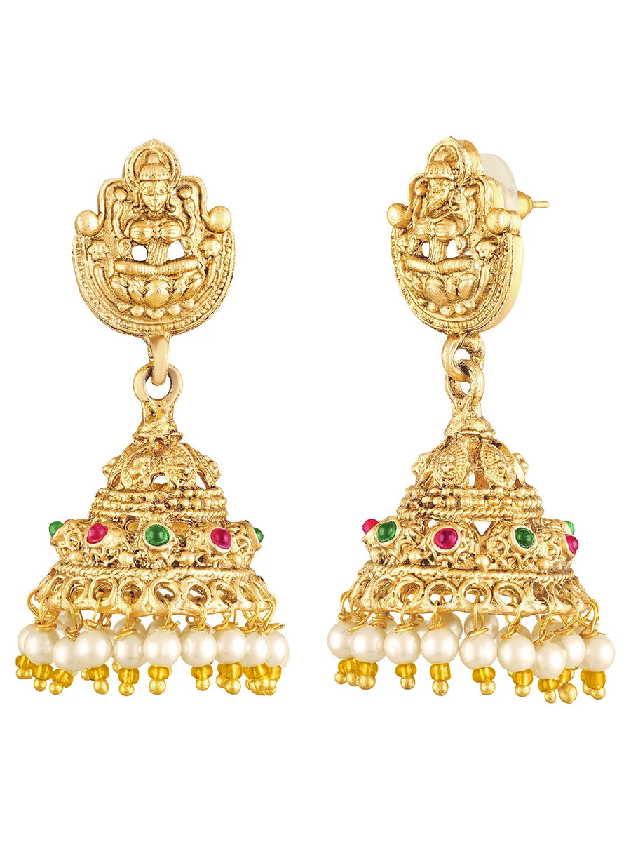 Peora Mahalaxmi Temple Bridal Set - Gold