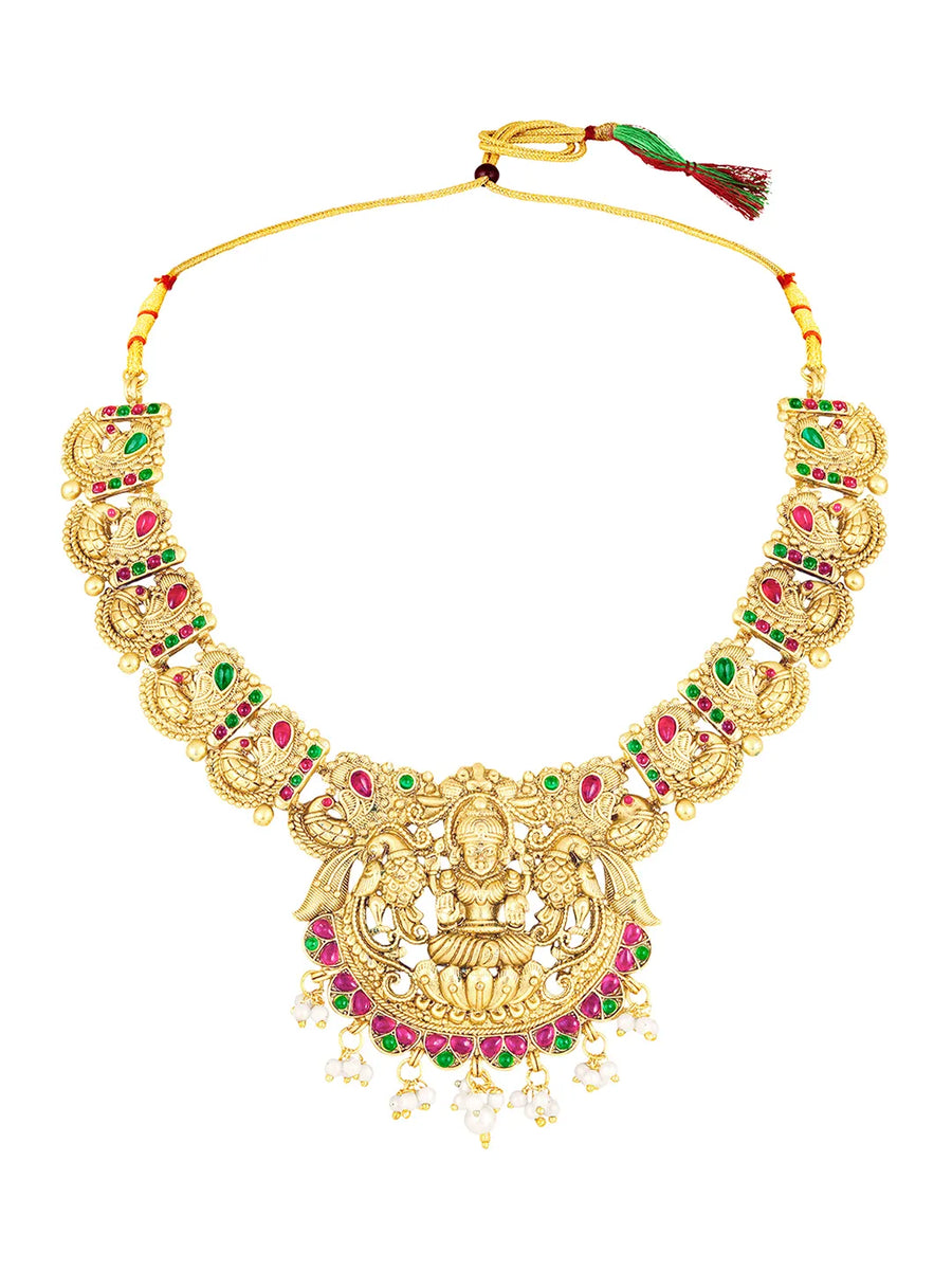 Peora Mahalaxmi Temple Bridal Set - Gold
