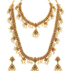 Peora Jaadu Green & Rani Pink Necklace Bridal Set