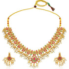 Royal Look Faux Kundan Beads Necklace Set - Gold
