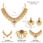 Royal Look Faux Kundan Beads Necklace Set - Gold