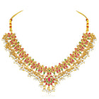 Royal Look Faux Kundan Beads Necklace Set - Gold