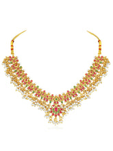 Royal Look Faux Kundan Beads Necklace Set - Gold