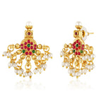 Royal Look Faux Kundan Beads Necklace Set - Gold