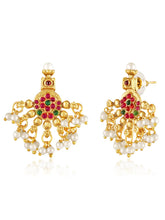 Royal Look Faux Kundan Beads Necklace Set - Gold