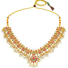 Royal Look Faux Kundan Beads Necklace Set - Gold