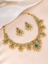 Graceful Ethnic Kundan Beads Necklace Set - Gold