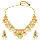 Graceful Ethnic Kundan Beads Necklace Set - Gold