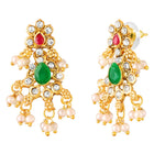 Graceful Ethnic Kundan Beads Necklace Set - Gold
